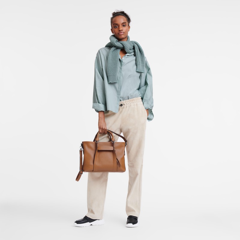 Bolsa de Mão Longchamp 3D L Feminino Bege Brasil | 10198HCV016
