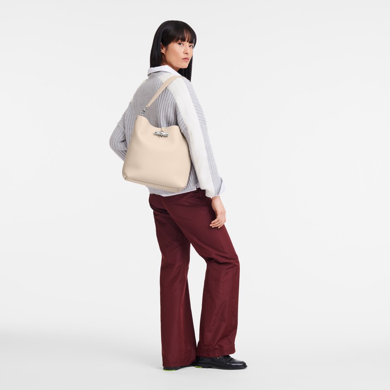 Bolsas De Ombro Longchamp Le Roseau M Feminino Branco Brasil | 10281HFP555