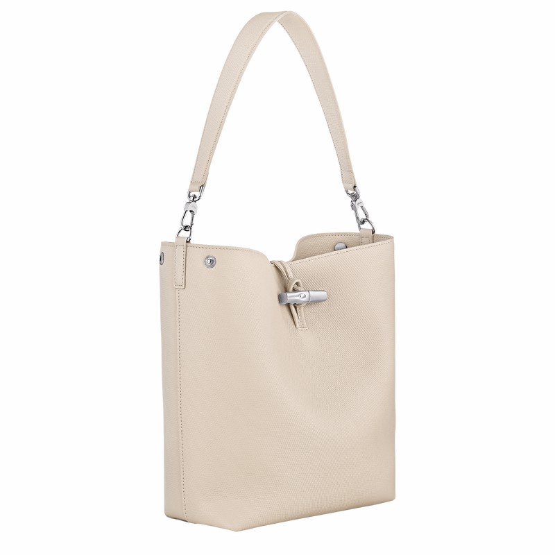 Bolsas De Ombro Longchamp Le Roseau M Feminino Branco Brasil | 10281HFP555