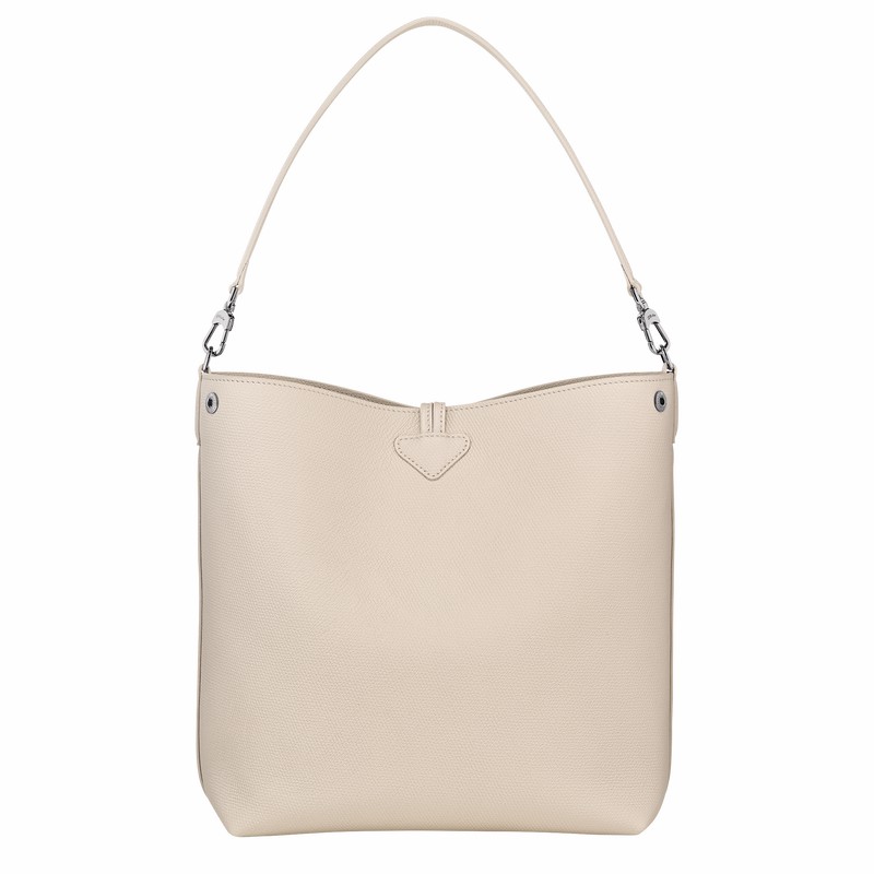Bolsas De Ombro Longchamp Le Roseau M Feminino Branco Brasil | 10281HFP555