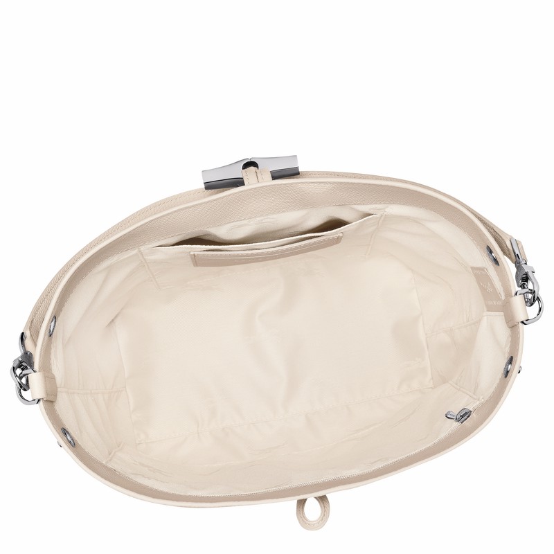 Bolsas De Ombro Longchamp Le Roseau M Feminino Branco Brasil | 10281HFP555