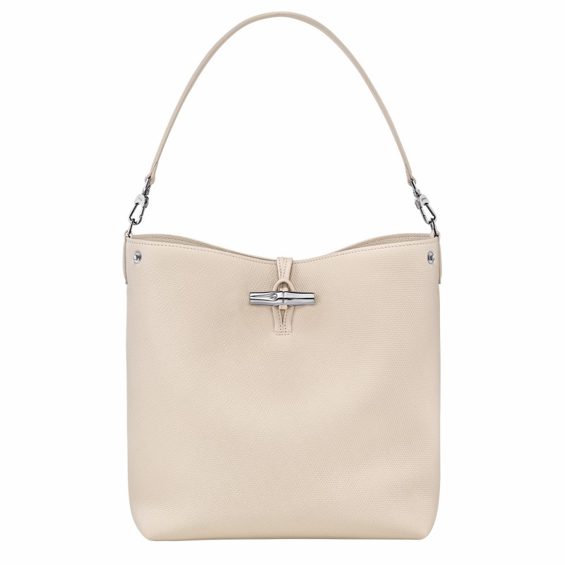 Bolsas De Ombro Longchamp Le Roseau M Feminino Branco Brasil | 10281HFP555