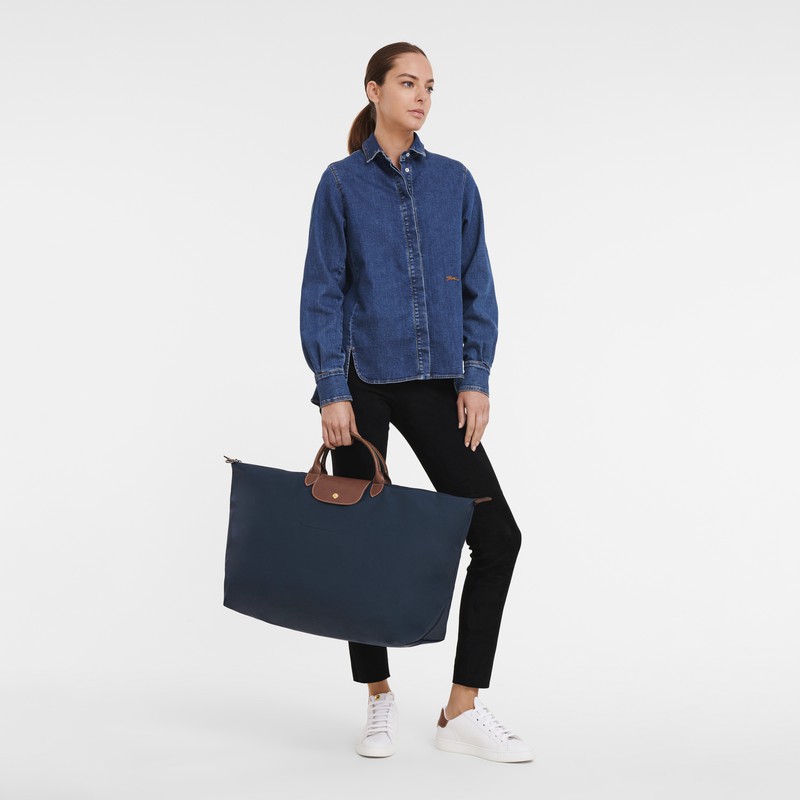 Bolsas De Viagem Longchamp Le Pliage Original M Feminino Azul Marinho Brasil | L1625089P68