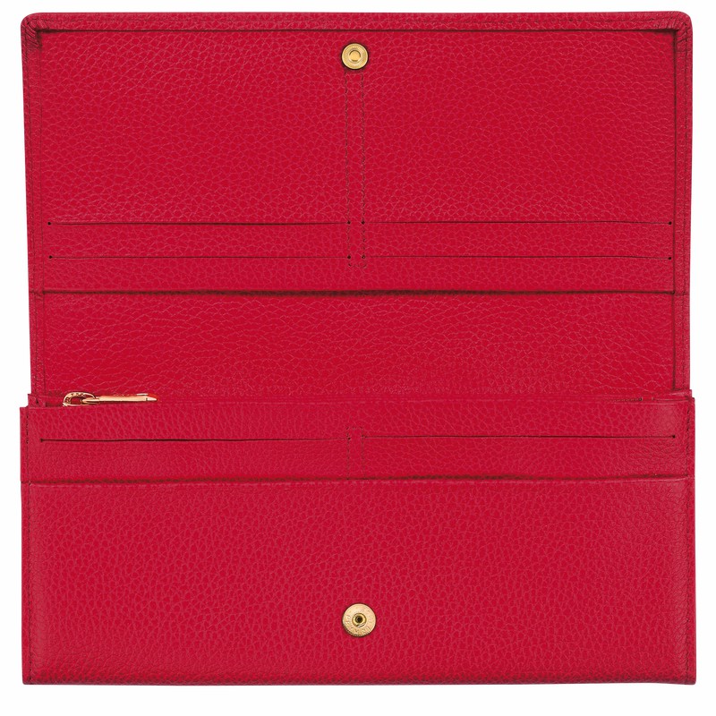 Carteiras Longchamp Le FOULONNÉ Continental Feminino Vermelhas Brasil | L3044021C39