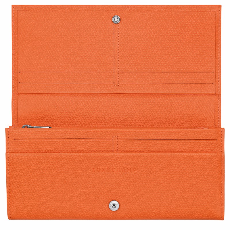 Carteiras Longchamp Le Roseau Flap Feminino Laranja Brasil | L3044HFP017
