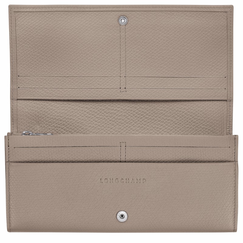 Carteiras Longchamp Le Roseau Flap Feminino Cinzentas Brasil | L3044HFP266