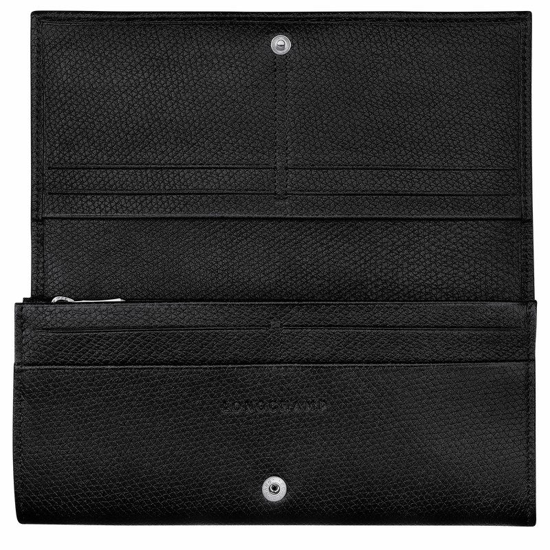Carteiras Longchamp Le Roseau Flap Feminino Pretas Brasil | L3044HFP001